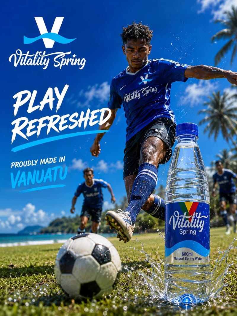 Vitality Spring — Play Refreshed, proudly made in Vanuatu